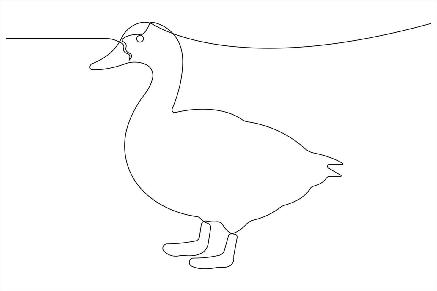 Continuous single line art drawing of pet animal duck concept outline vector illustration