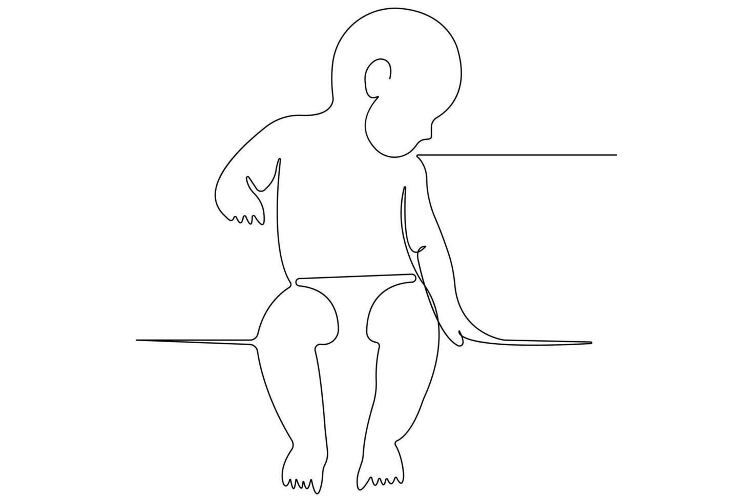 Continuous single line art drawing of baby sketch and concept outline vector