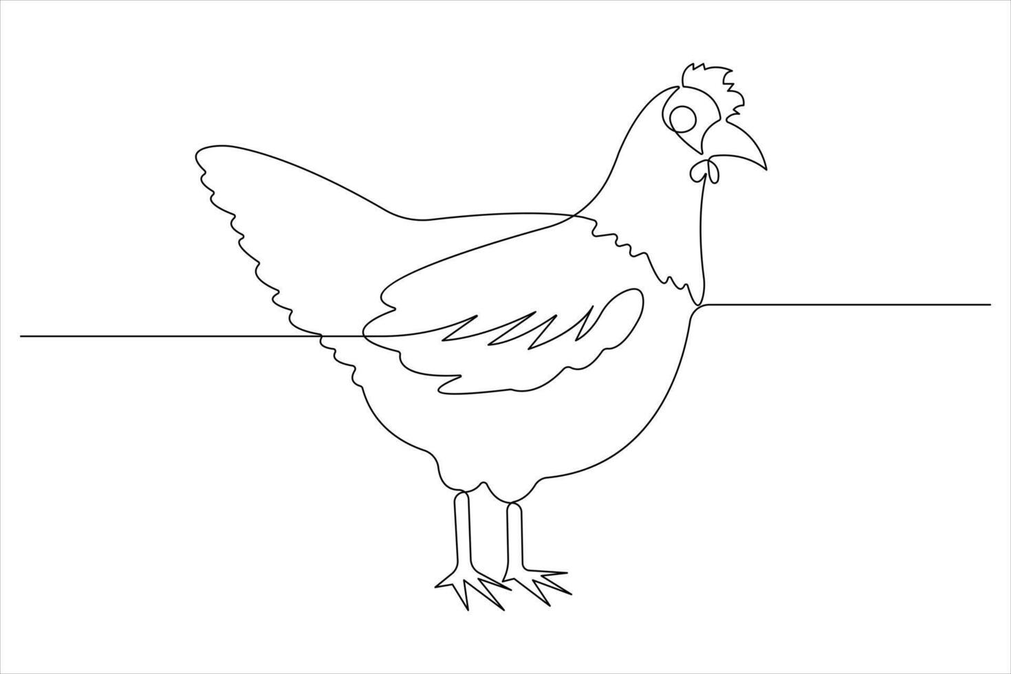 Continuous one line art drawing of pet animal chicken concept outline vector illustration