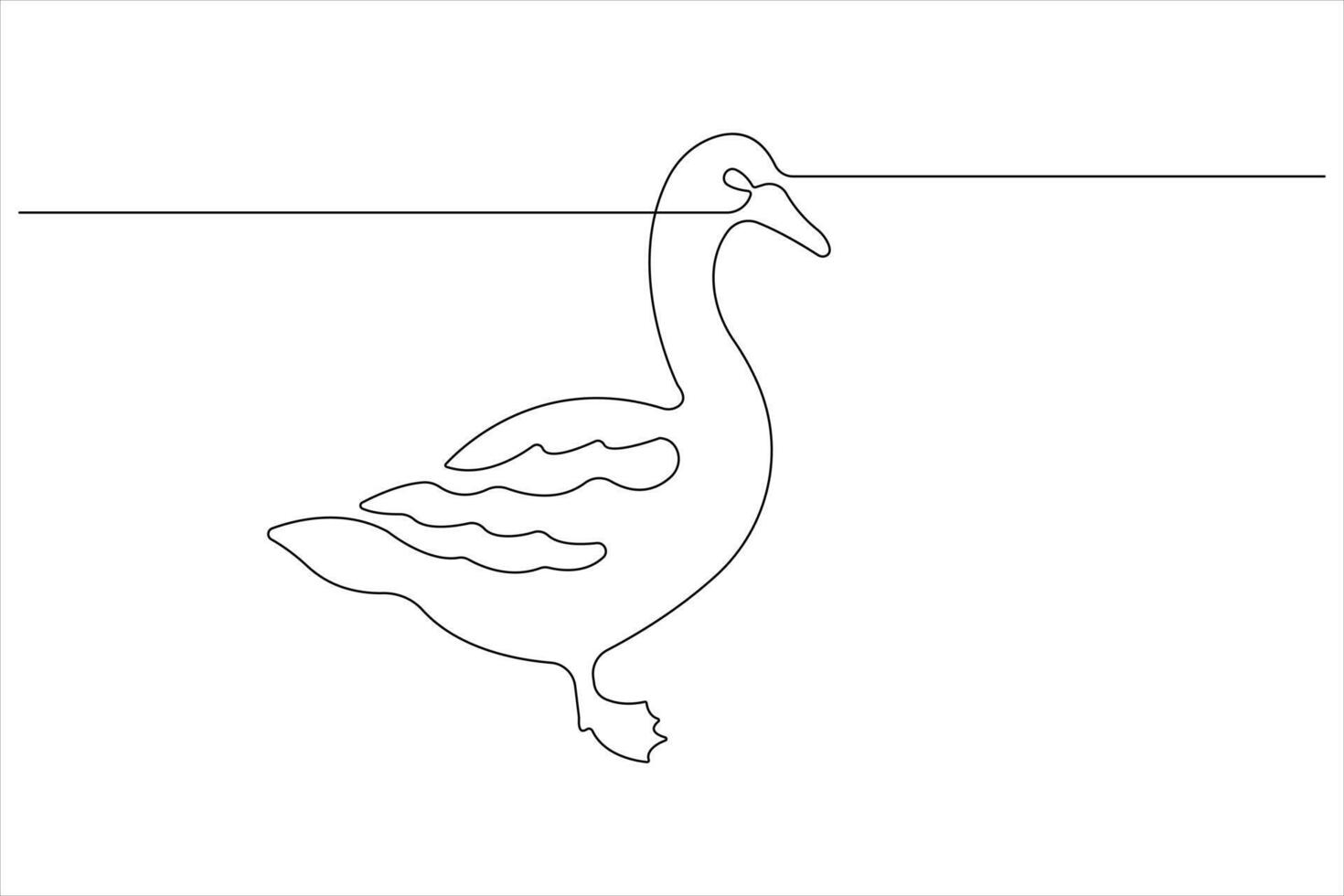 Continuous single line art drawing of pet animal duck concept outline vector illustration