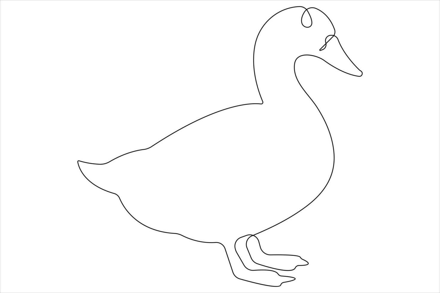 Continuous single line art drawing of pet animal duck concept outline vector illustration