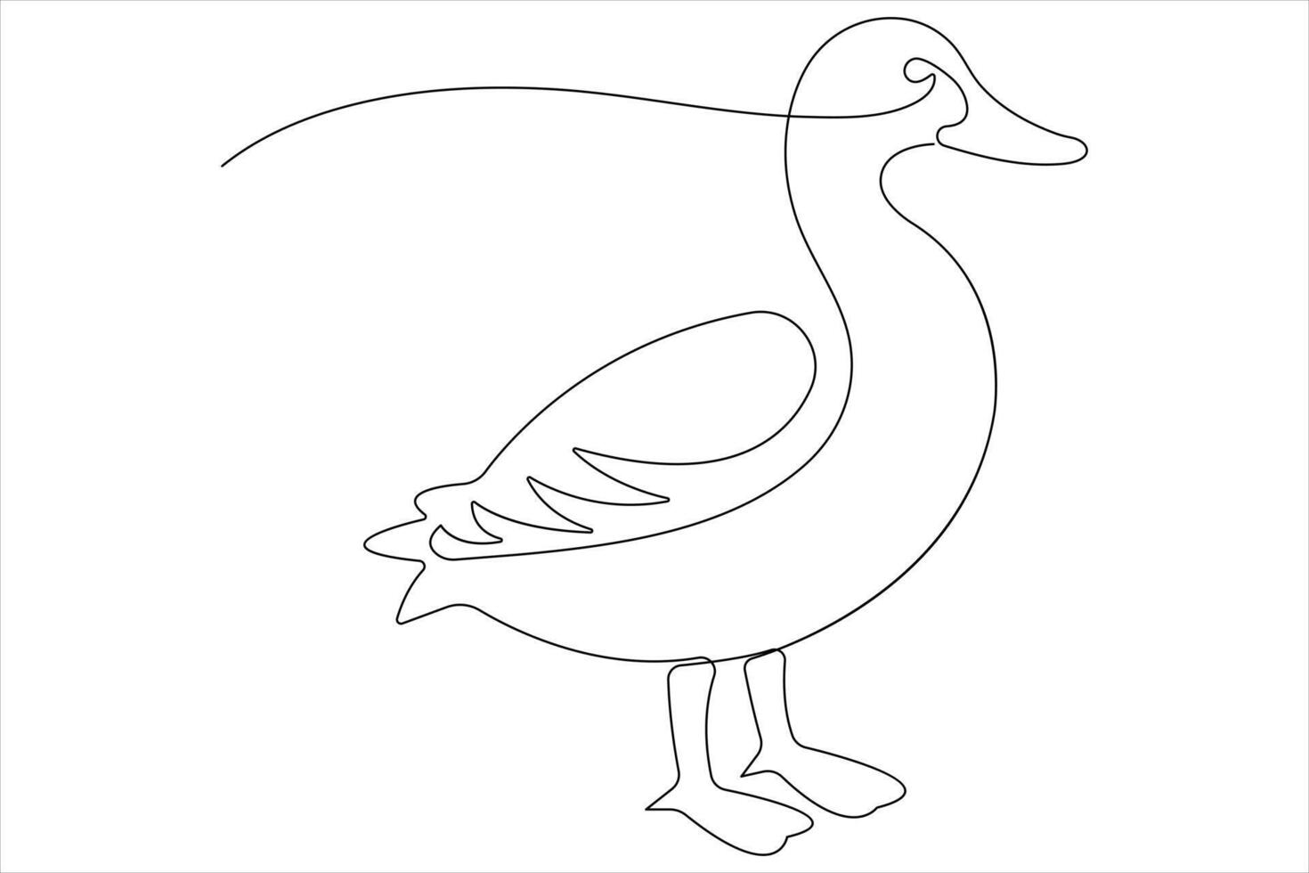 Continuous single line art drawing of pet animal duck concept outline vector illustration