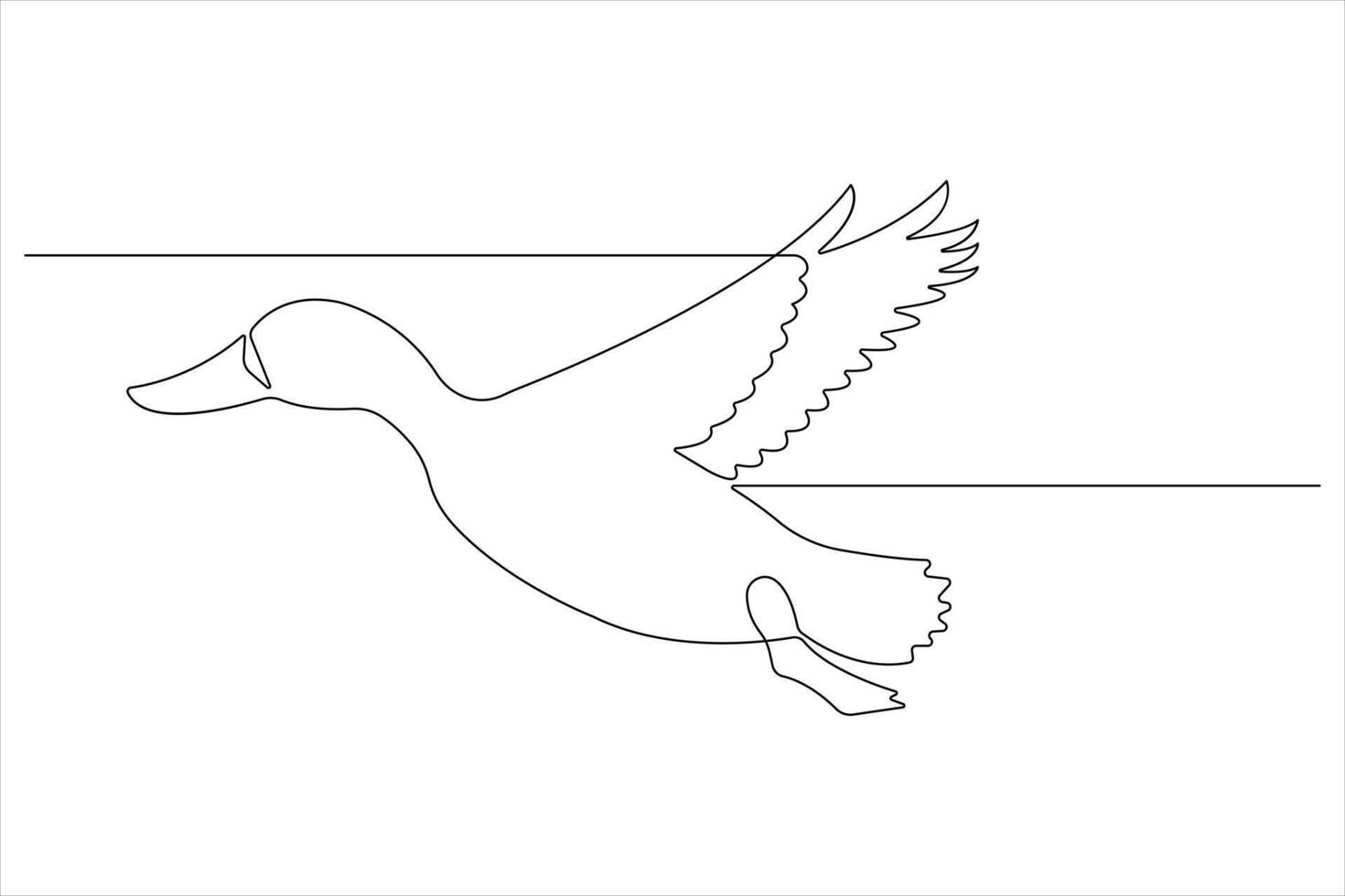 Continuous single line art drawing of pet animal duck concept outline vector illustration