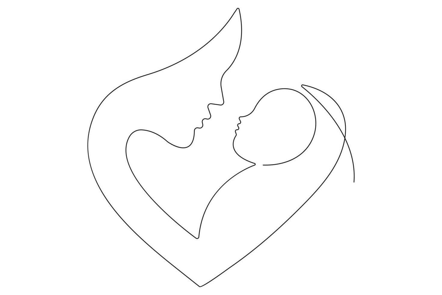 Continuous single line art drawing of baby sketch and concept outline vector