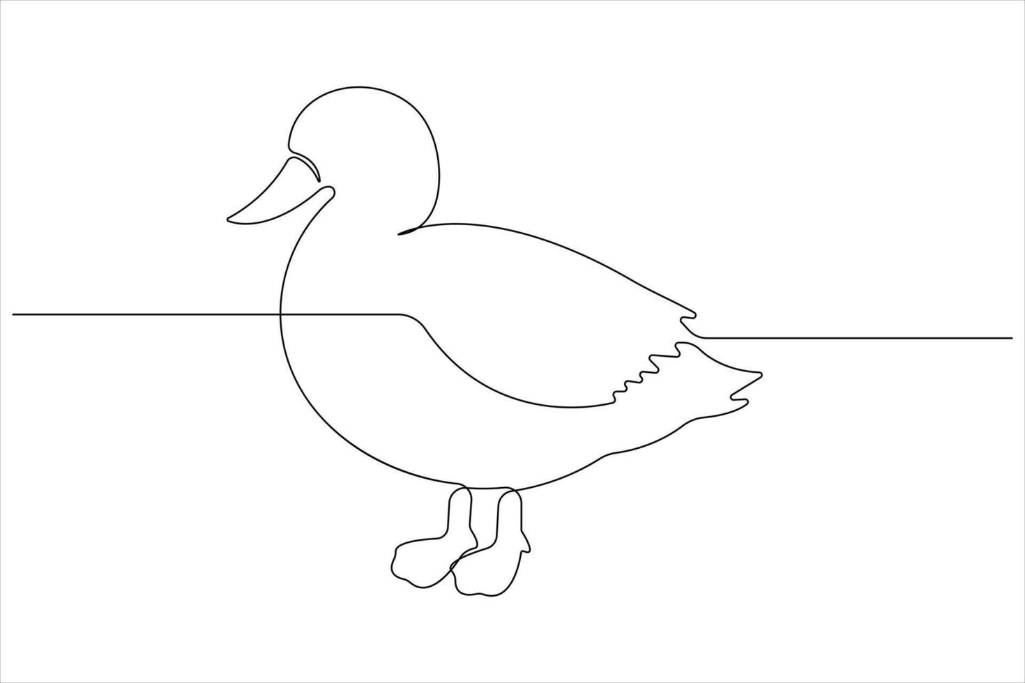 Continuous single line art drawing of pet animal duck concept outline vector illustration