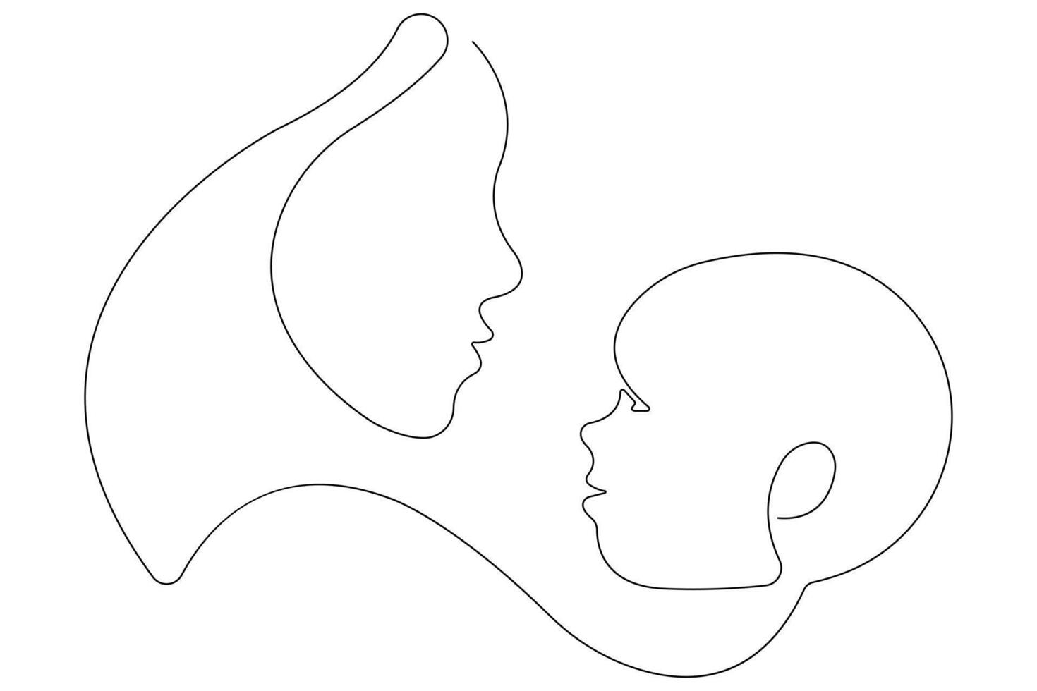 Continuous single line art drawing of baby sketch and concept outline vector