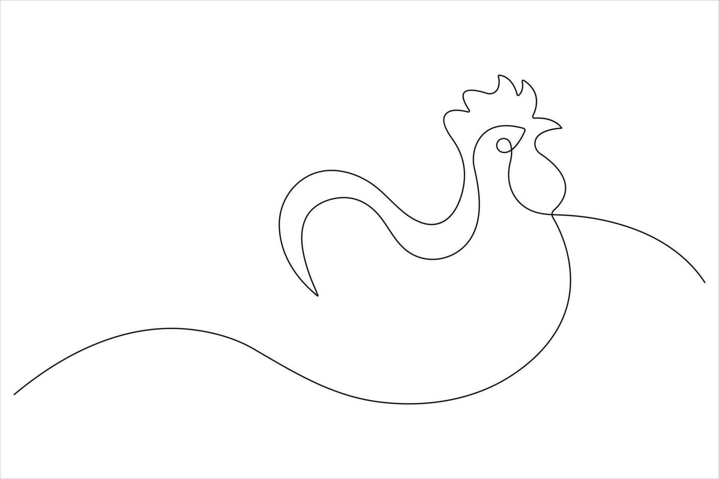 Continuous one line art drawing of pet animal chicken concept outline vector illustration