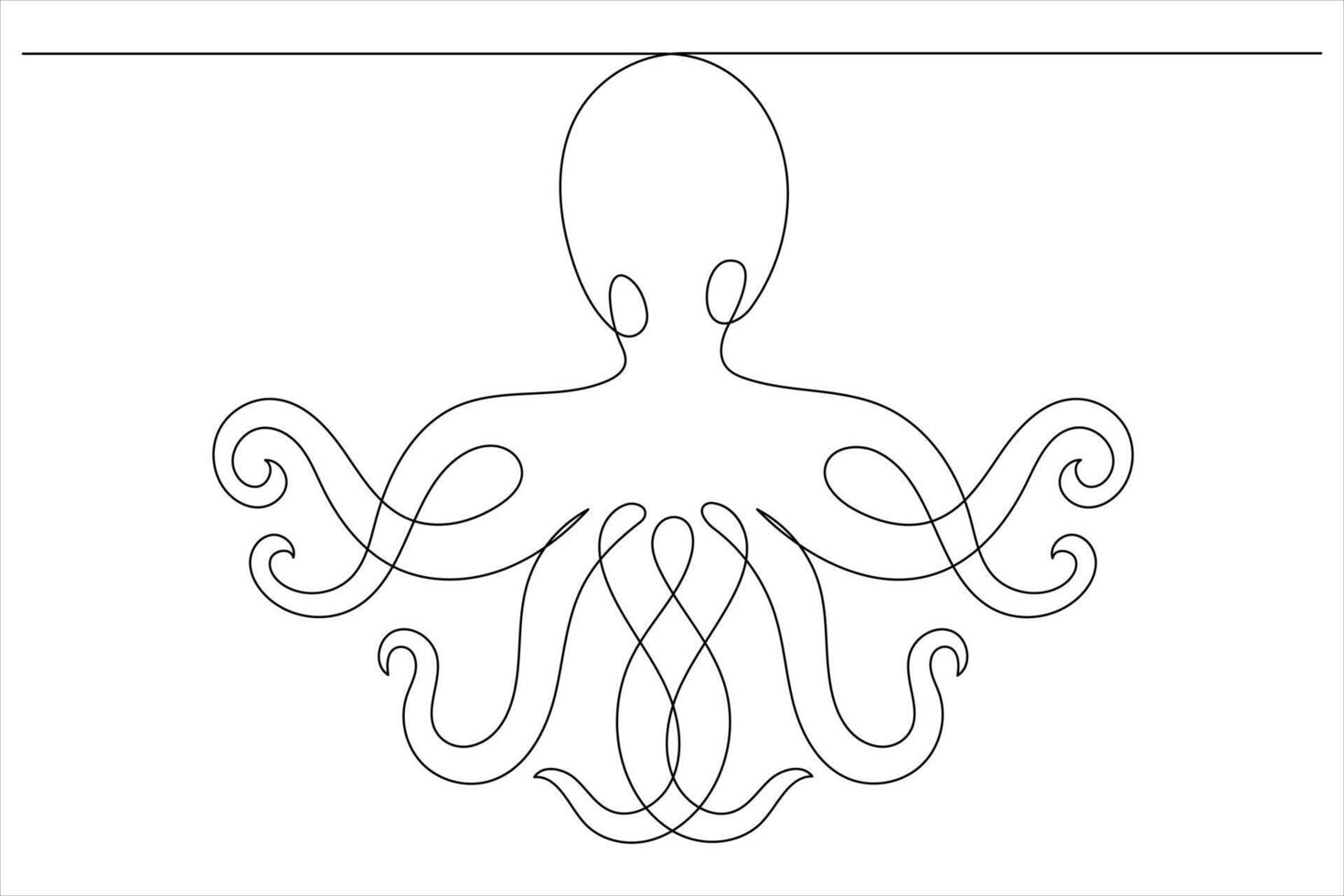 Octopus sea animal continuous one line art drawing of outline vector illustration