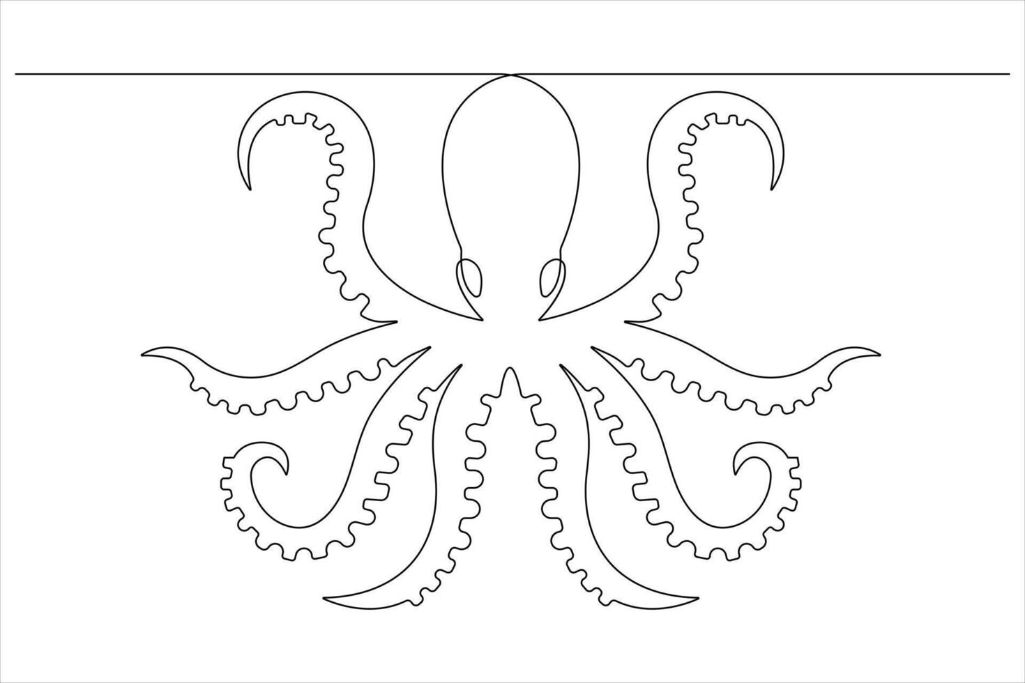 Octopus sea animal continuous one line art drawing of outline vector illustration