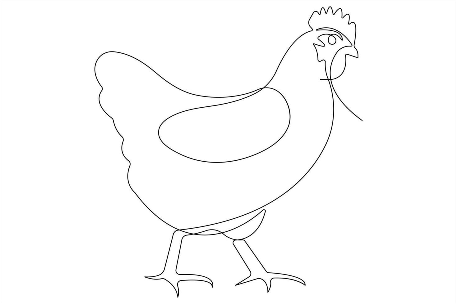 Continuous one line art drawing of pet animal chicken concept outline vector illustration