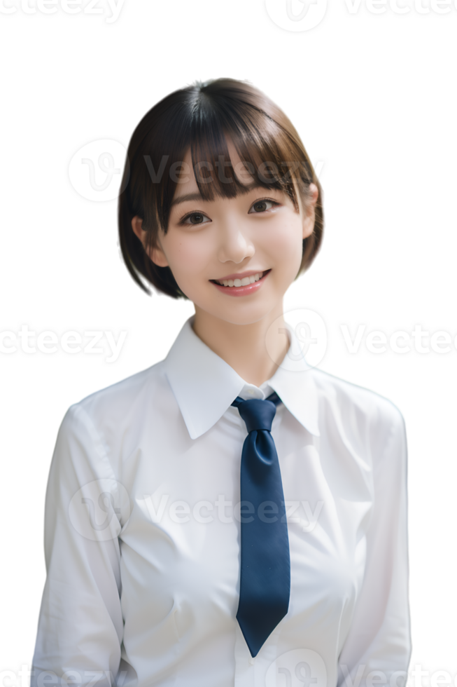 AI generated asian student woman on transparent background png