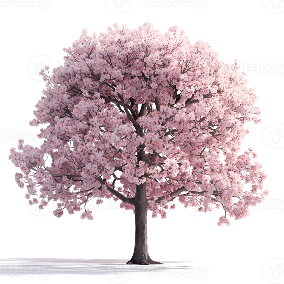 AI generated cherry blossom tree on transparent background png