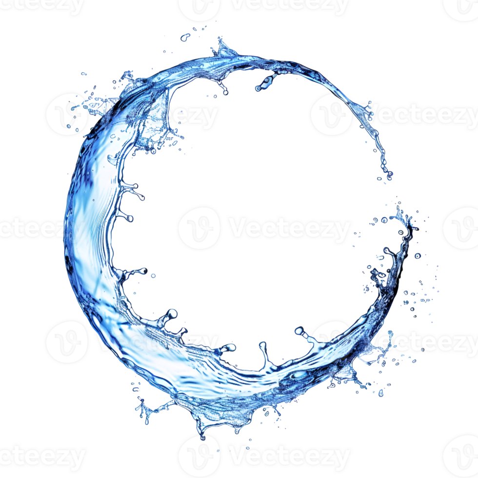 AI generated water circle splash on transparent background png