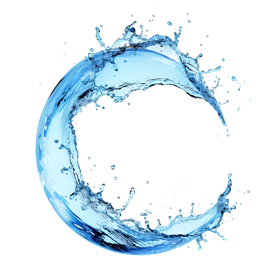 AI generated water circle splash on transparent background png