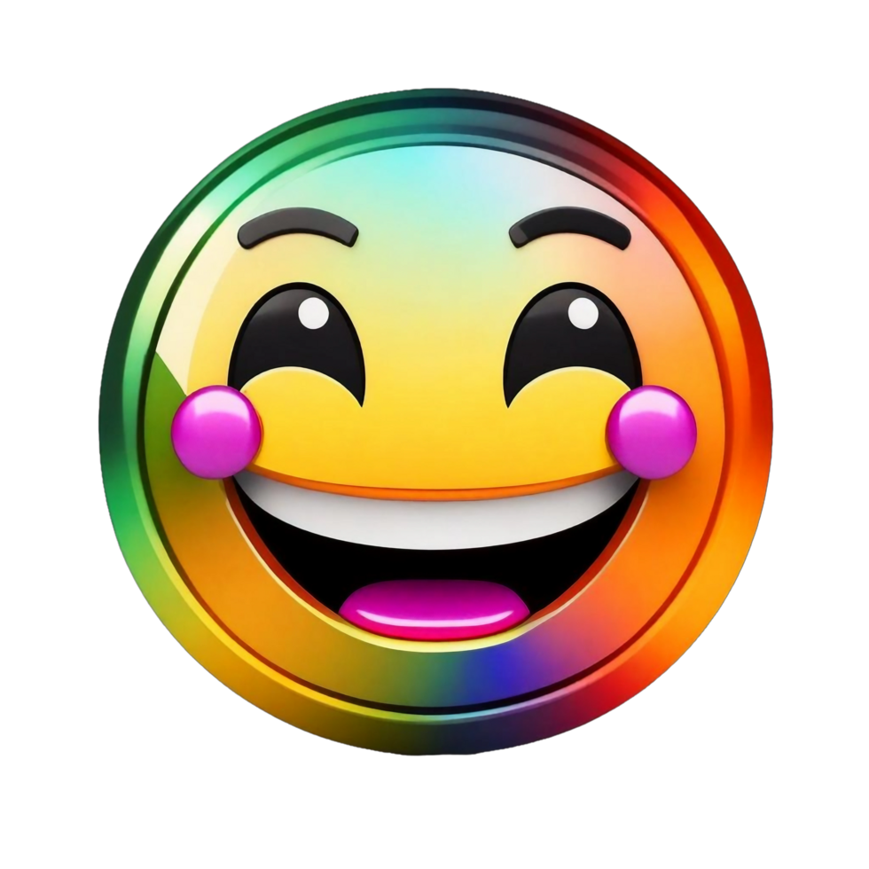 AI generated 3D renders colorful smiling emoji character cartoon style PNG Isolated on transparent background AI Generative