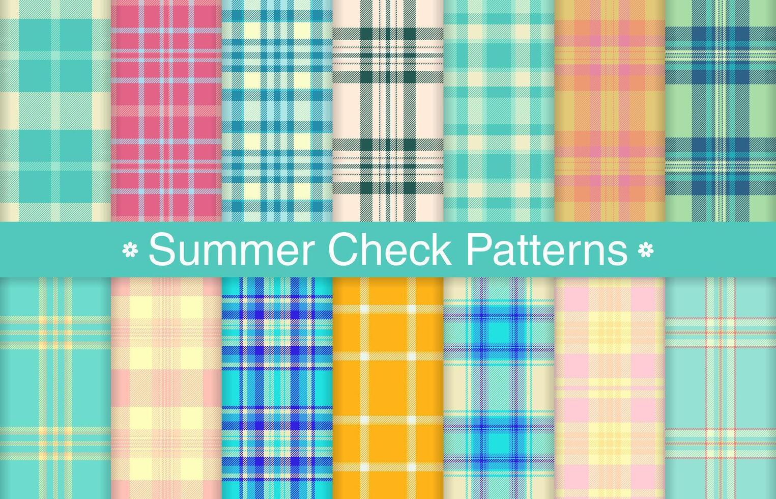 Summer plaid bundles, textile design, checkered fabric pattern for shirt, dress, suit, wrapping paper print, invitation and gift card. vector