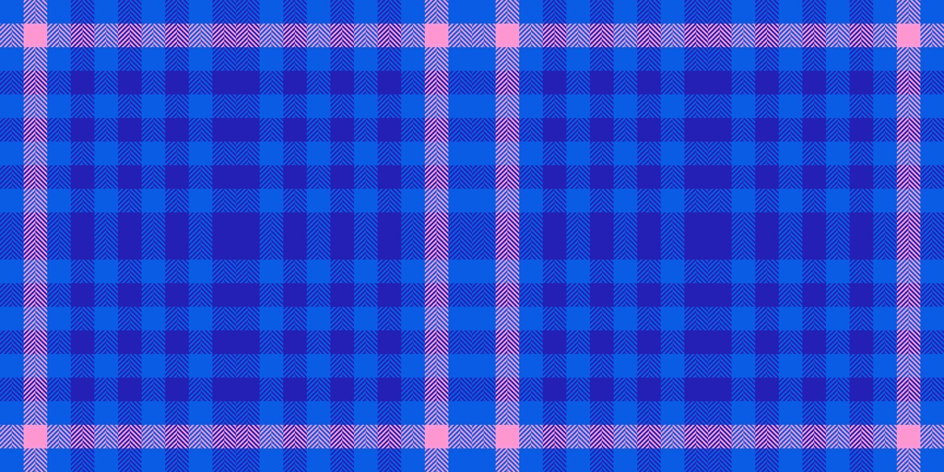 Relief check seamless tartan, doodle plaid pattern vector. Goose textile fabric background texture in blue and indigo colors. vector