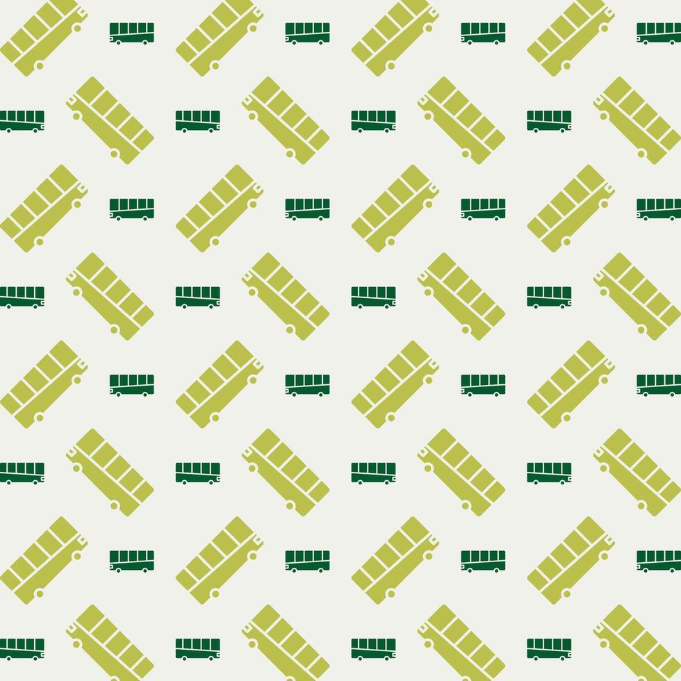 Public bus rare trendy multicolor repeating pattern vector illustration green design