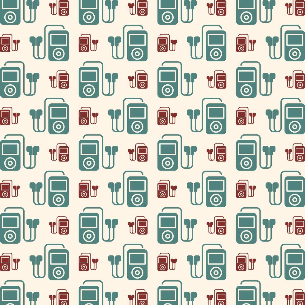 Music player unique trendy multicolor repeating pattern vector illustration background