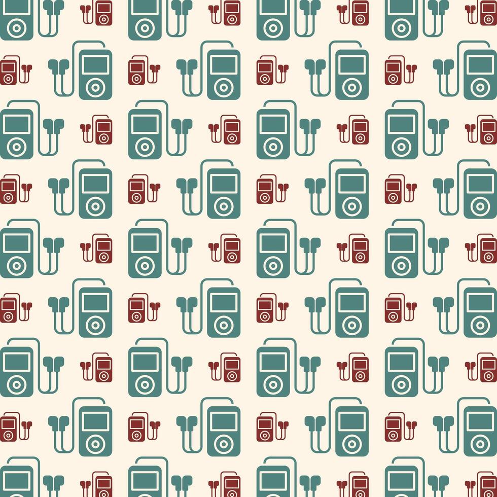 Music player unique trendy multicolor repeating pattern vector illustration background