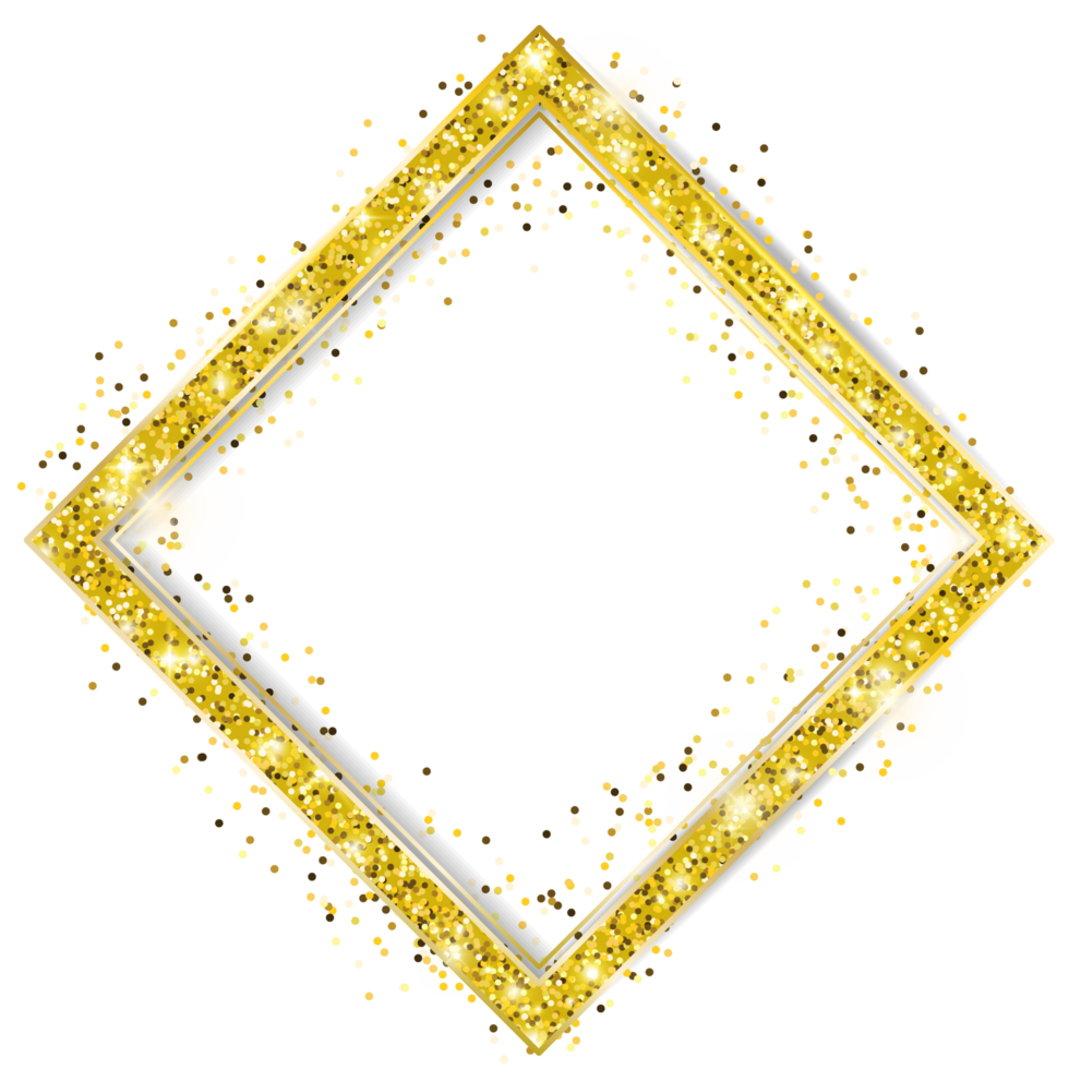 Rectangle Shiny Glitter Frame with Confetti png