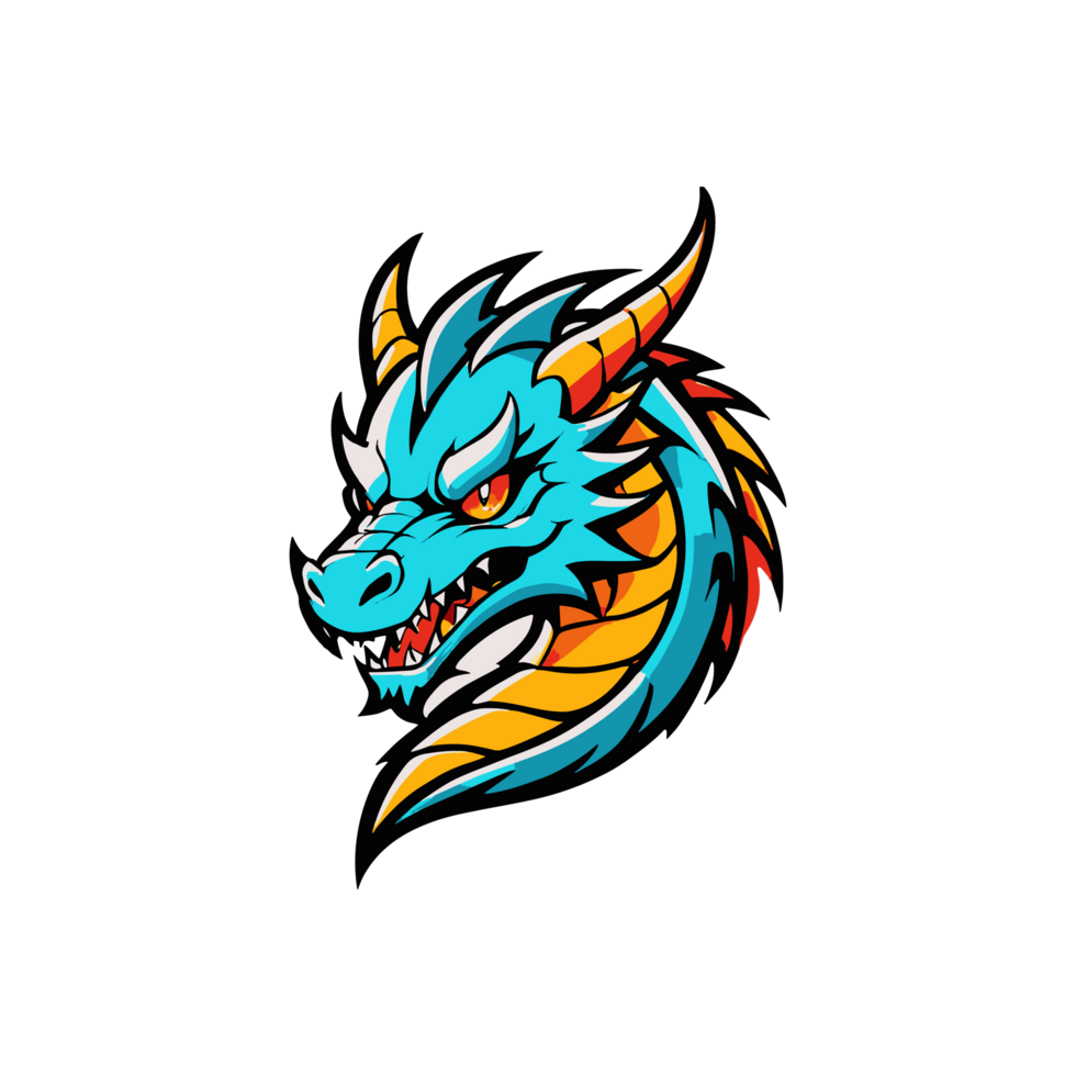 AI generated logo dragon mascot multicolor sticker png