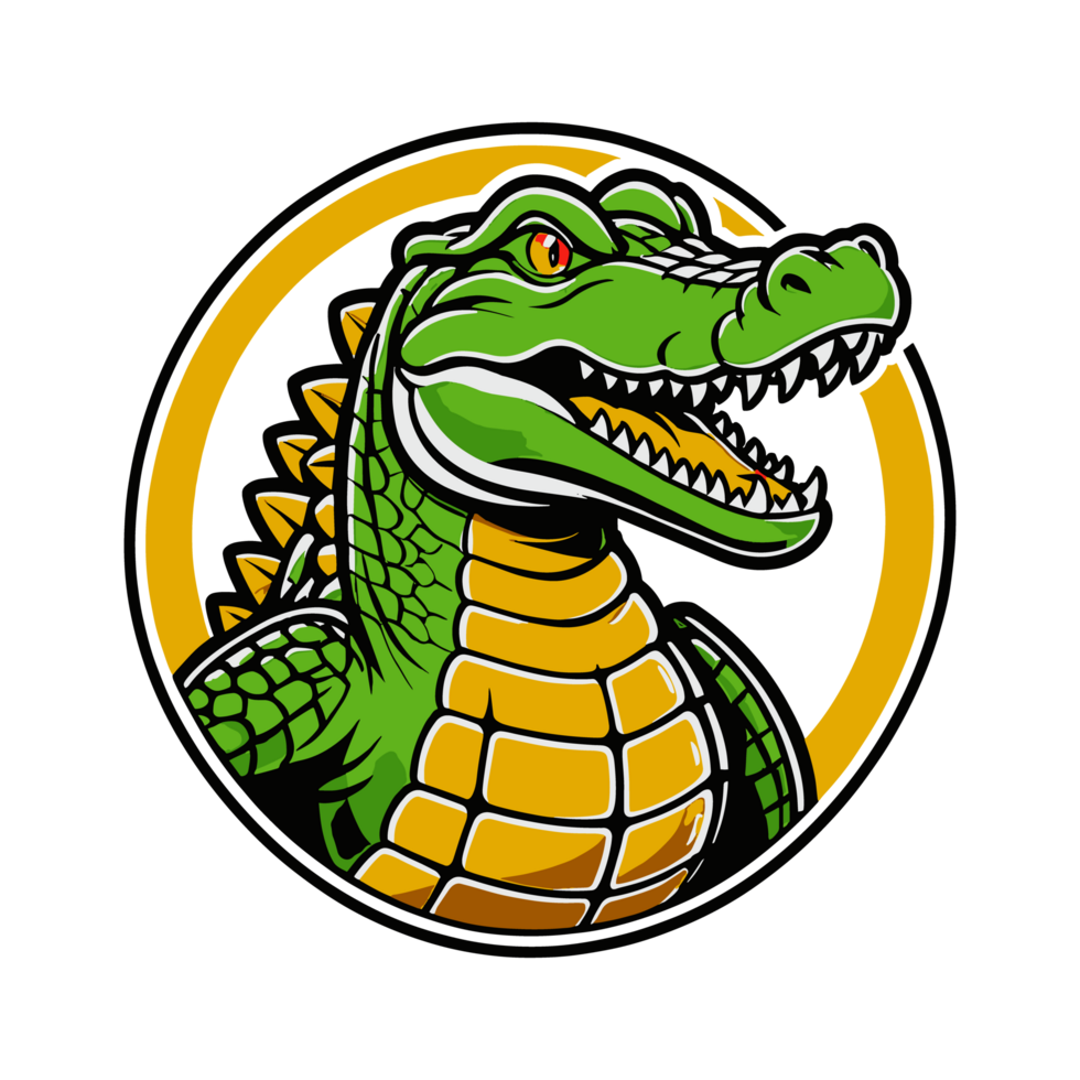 AI generated Crocodile logo with isolated background for print on demand t-shirt png