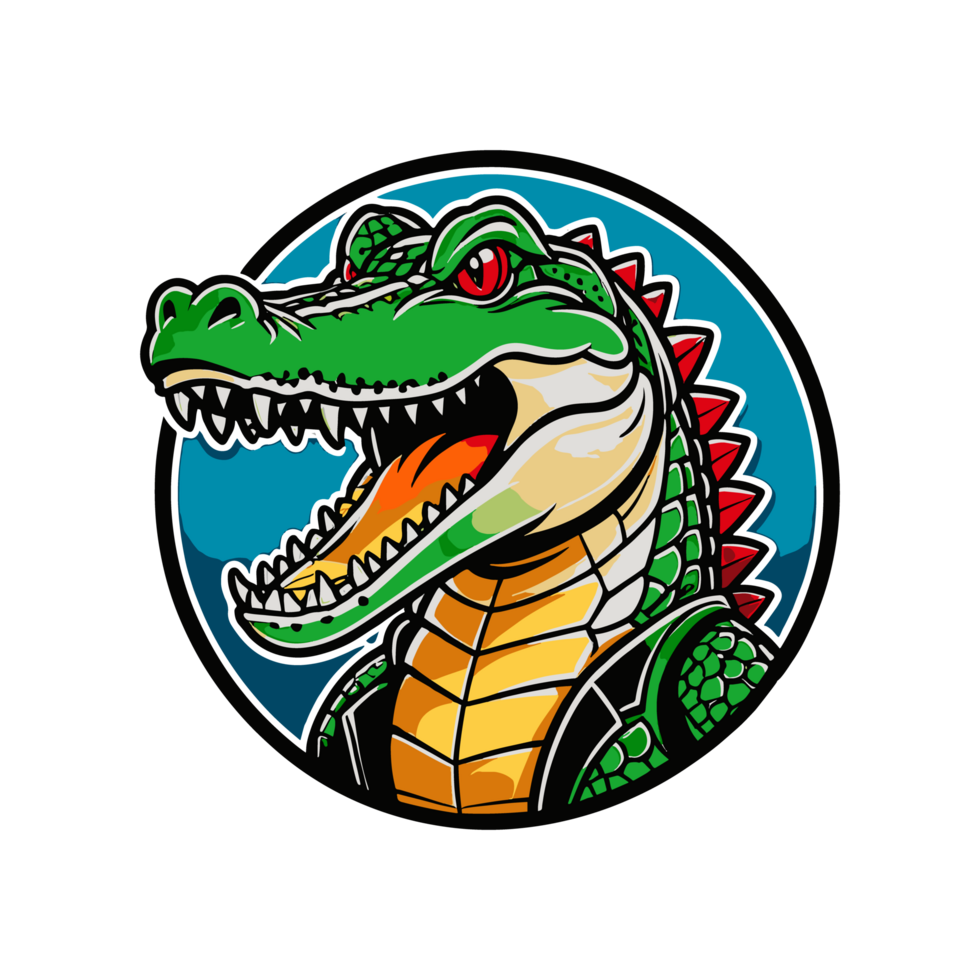 AI generated Crocodile logo with isolated background for print on demand t-shirt png
