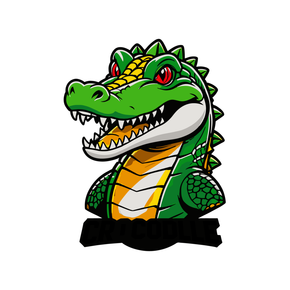 AI generated Crocodile logo with isolated background for print on demand t-shirt png