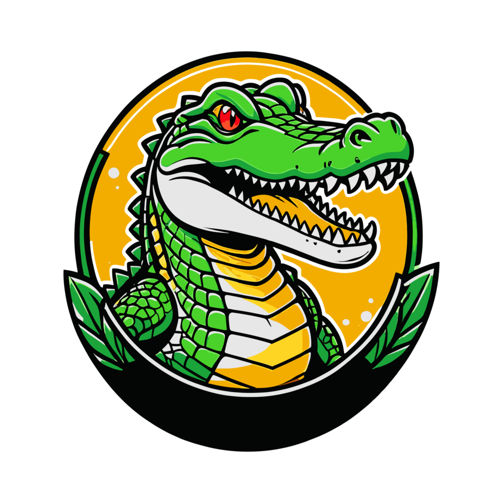 AI generated Crocodile logo with isolated background for print on demand t-shirt png