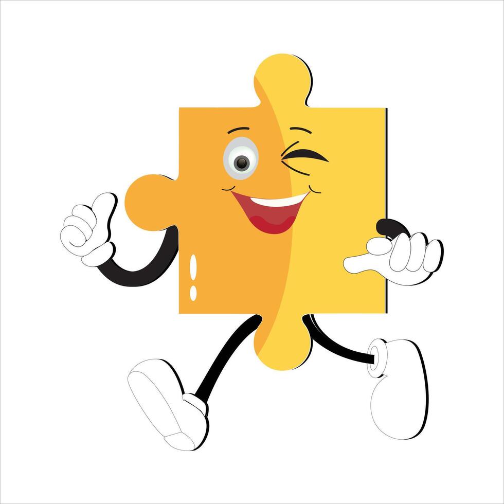 Puzzles faces. Funny bright puzzle pieces characters cute smile or angry face emotion, jigsaw emoji join friends creative shape cartoon mascot concept vector illustration of puzzle expression funny