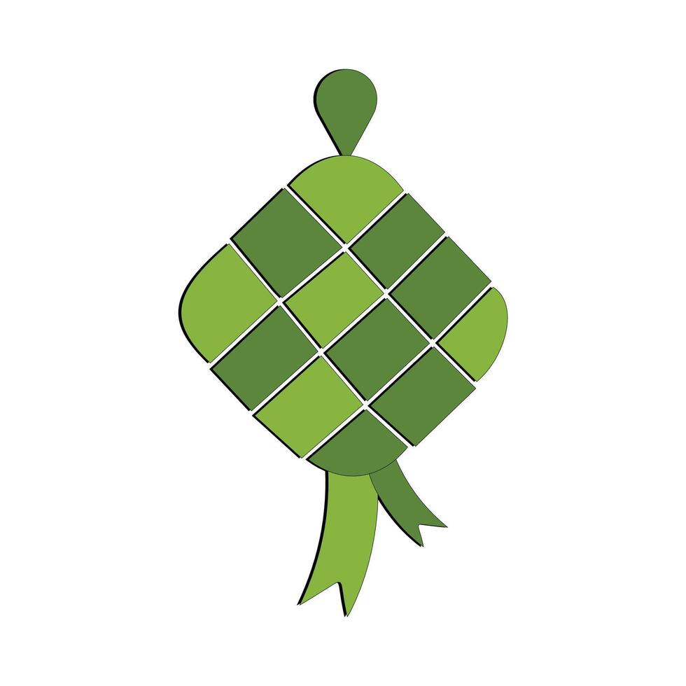 Vector illustration of ketupat, a Eid tradition in Indonesia, Hanging ketupat vector clip art icon for ramadan and Eid Al Fitr decoration element