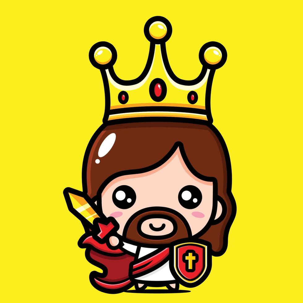 cute jesus christ wearing a king's crown vector
