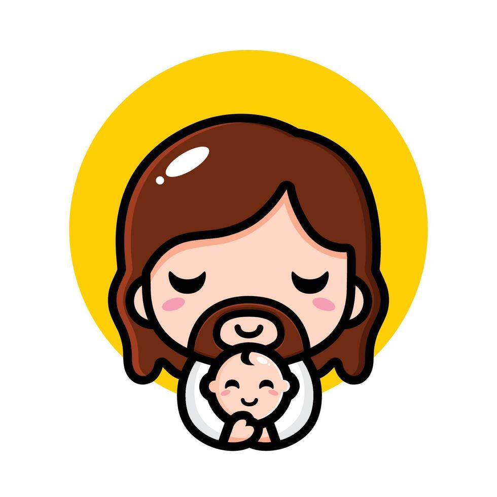 cute jesus christ hugging baby vector