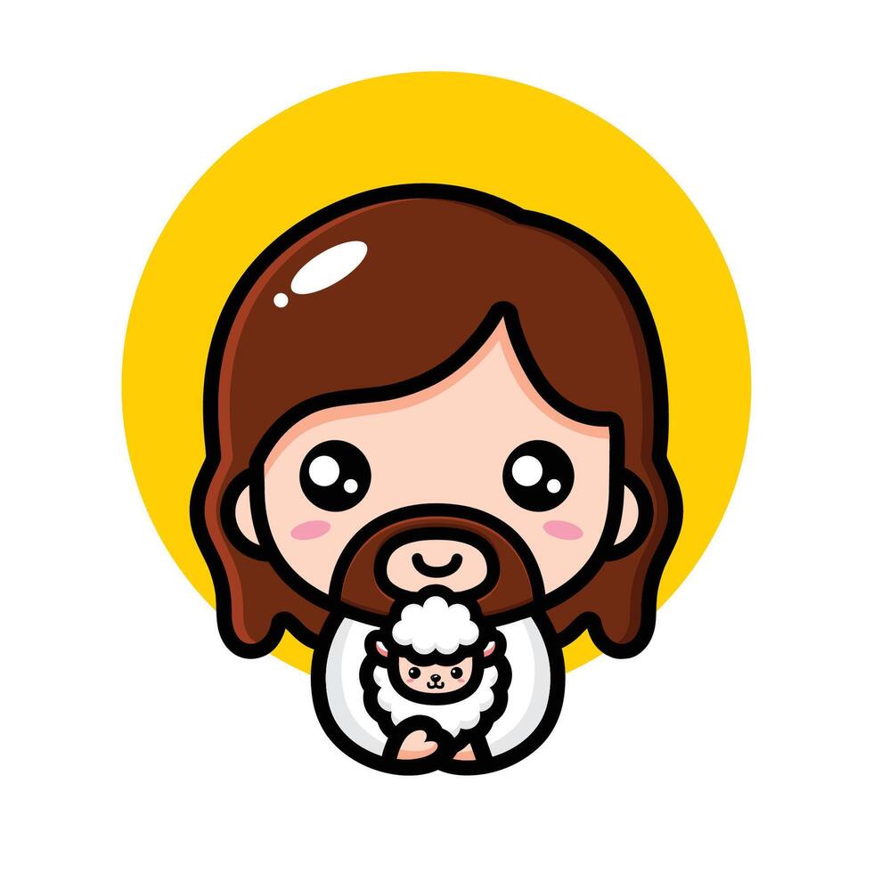 cute jesus is my shepherd vector