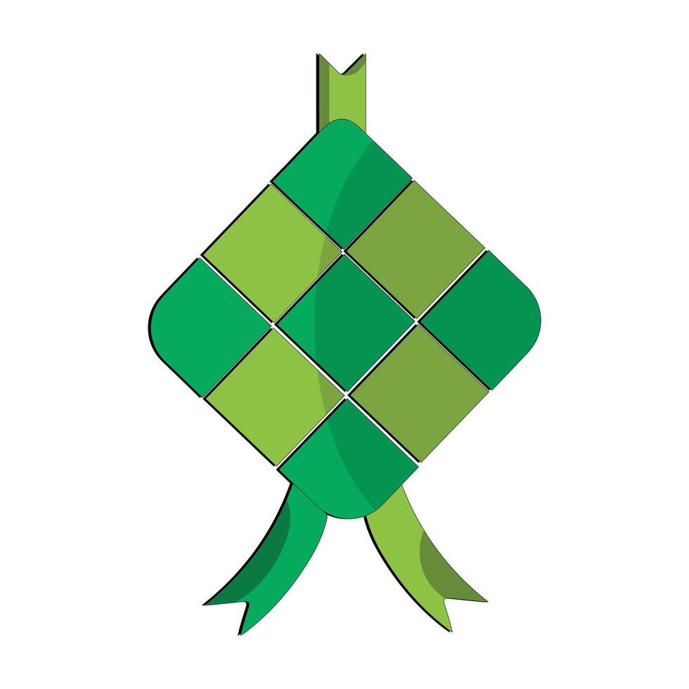 Vector illustration of ketupat, a Eid tradition in Indonesia, Hanging ketupat vector clip art icon for ramadan and Eid Al Fitr decoration element