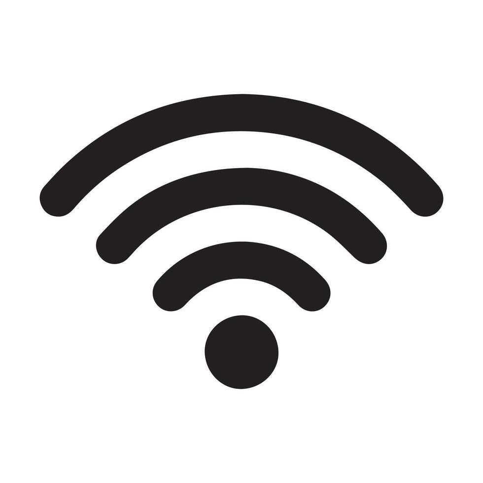 Collection of stock vector images depicting symbols and icons related to wireless Wi-Fi connectivity, including Wifi signal symbols and an internet connection, that enable remote internet access.