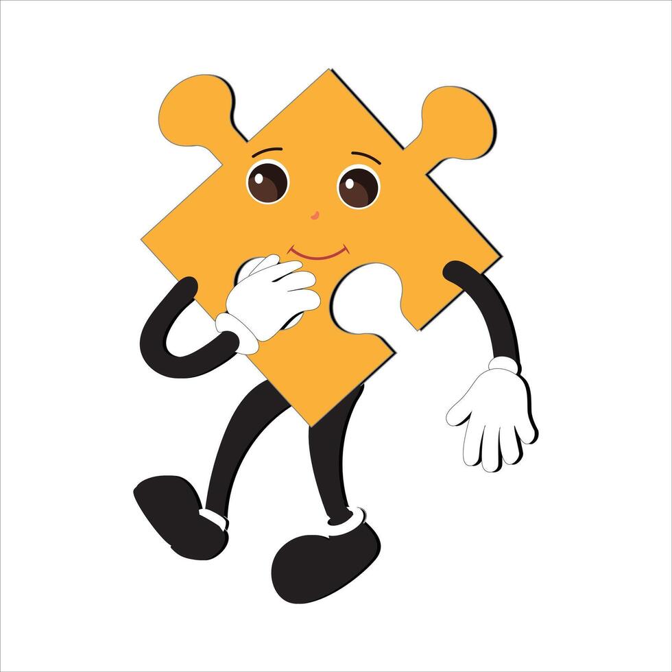 Puzzles faces. Funny bright puzzle pieces characters cute smile or angry face emotion, jigsaw emoji join friends creative shape cartoon mascot concept vector illustration of puzzle expression funny