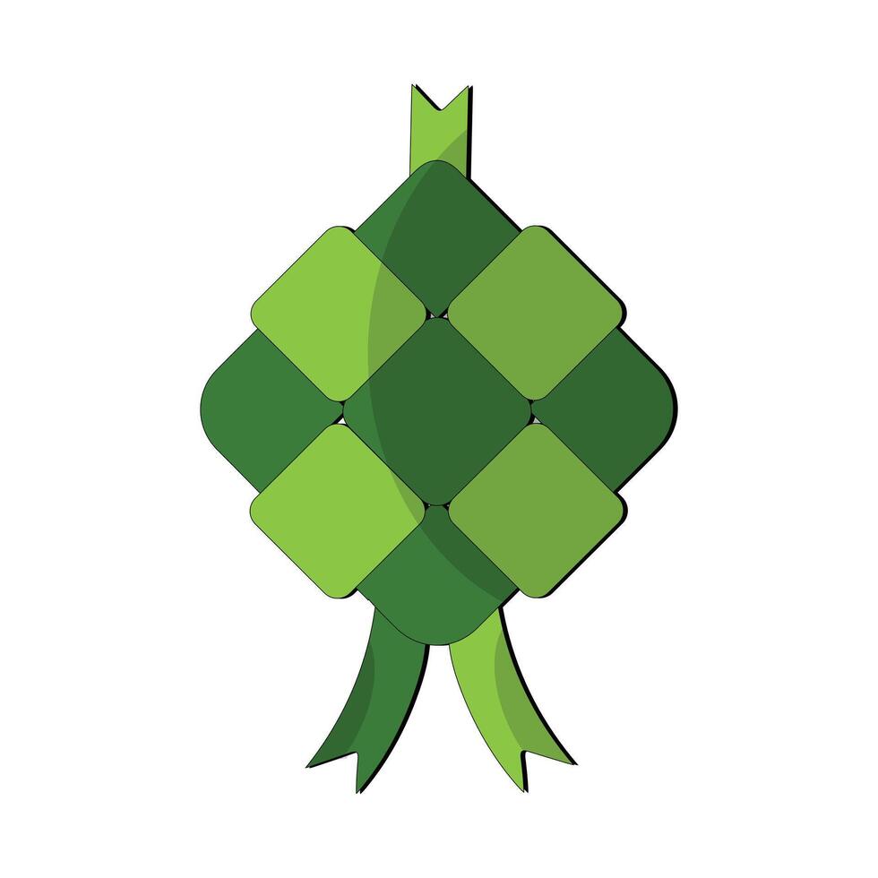 Vector illustration of ketupat, a Eid tradition in Indonesia, Hanging ketupat vector clip art icon for ramadan and Eid Al Fitr decoration element