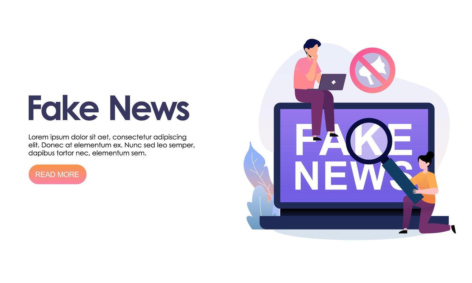 Fake news metaphors. Mass media propaganda. Screen template for mobile smart phone, landing page vector