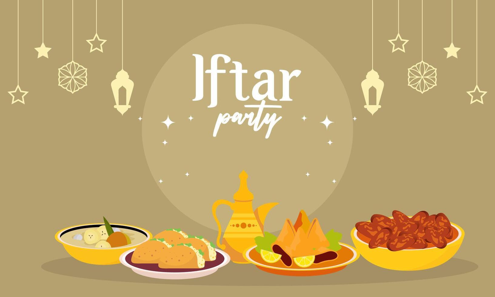 Iftar party celebration concept flyer vector