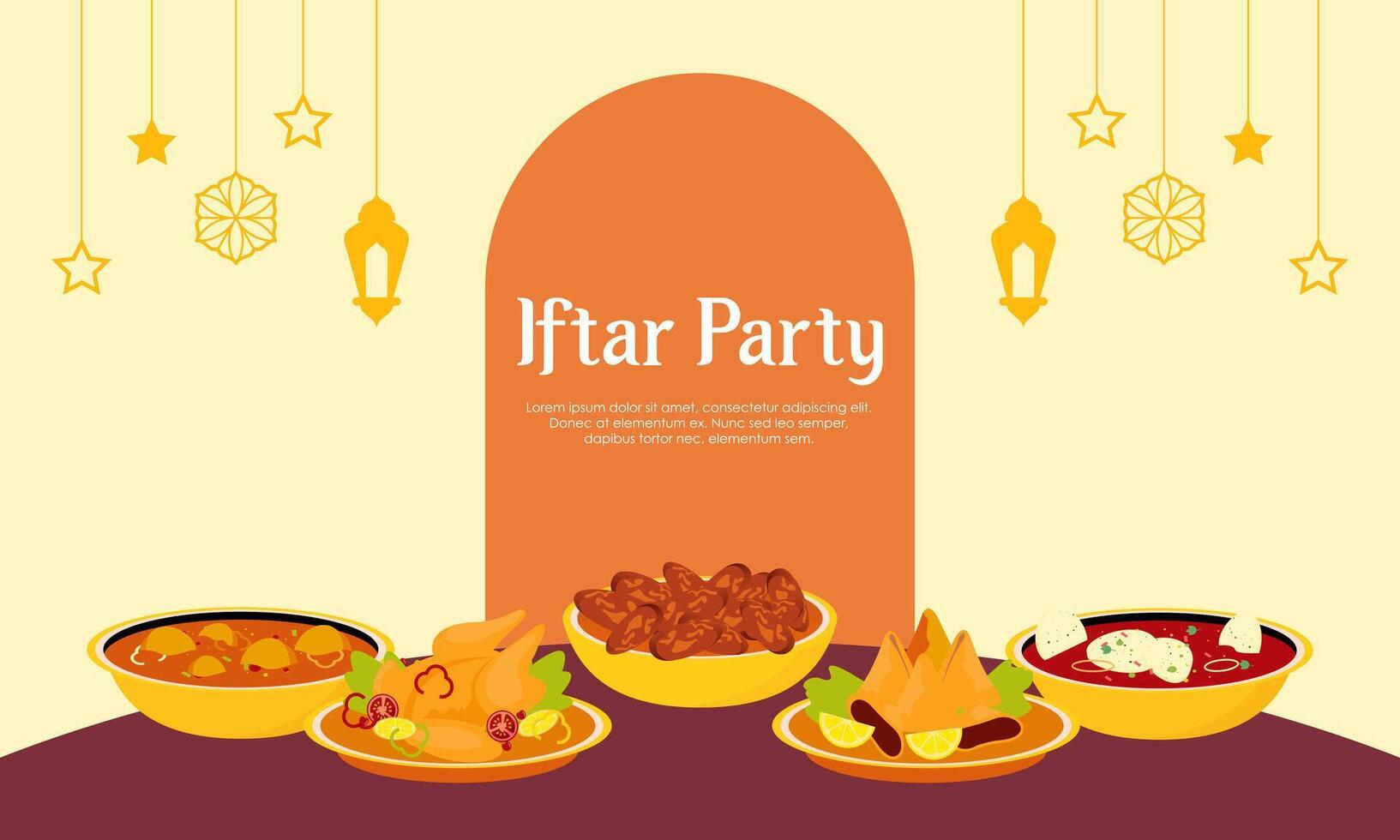 Iftar party celebration concept flyer vector