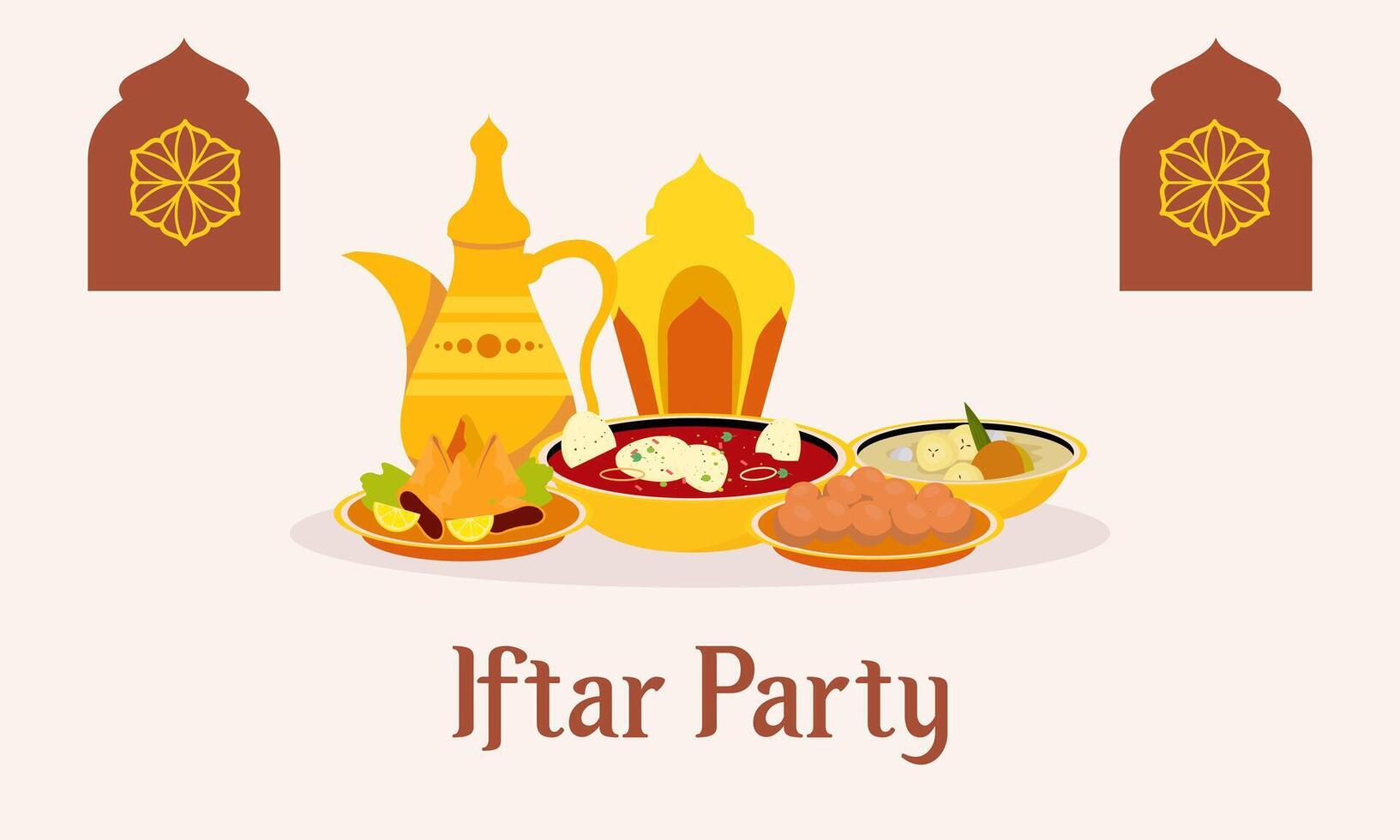 Iftar party celebration concept flyer vector