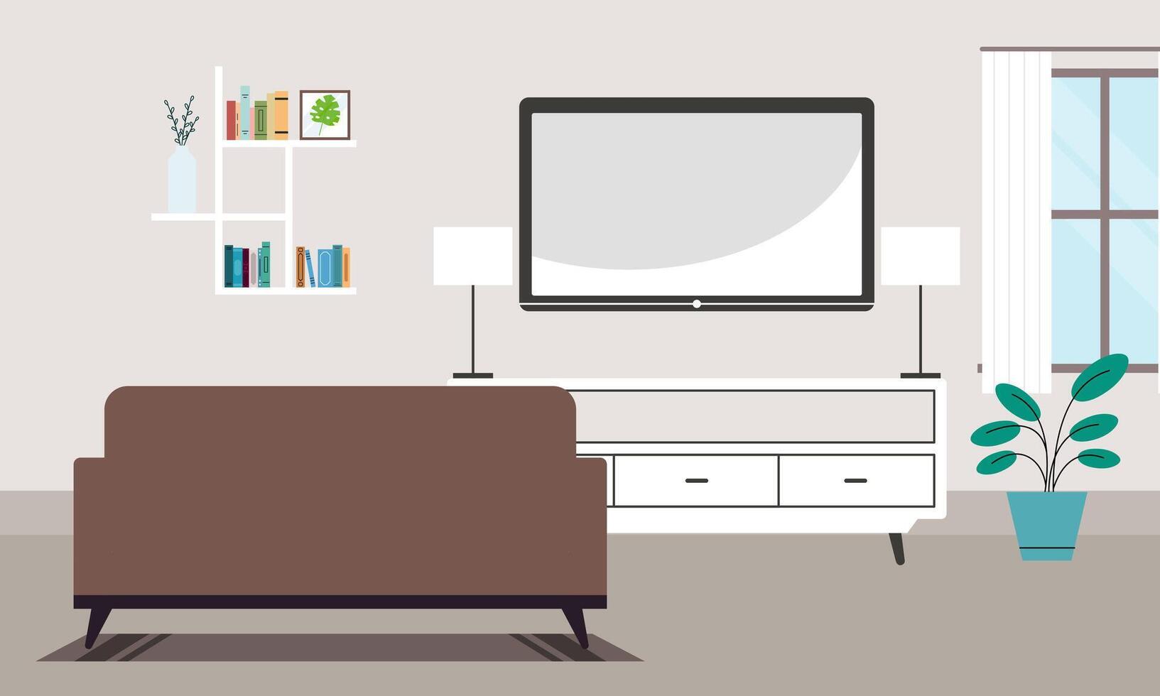 silueta de televisión habitación ilustración vector