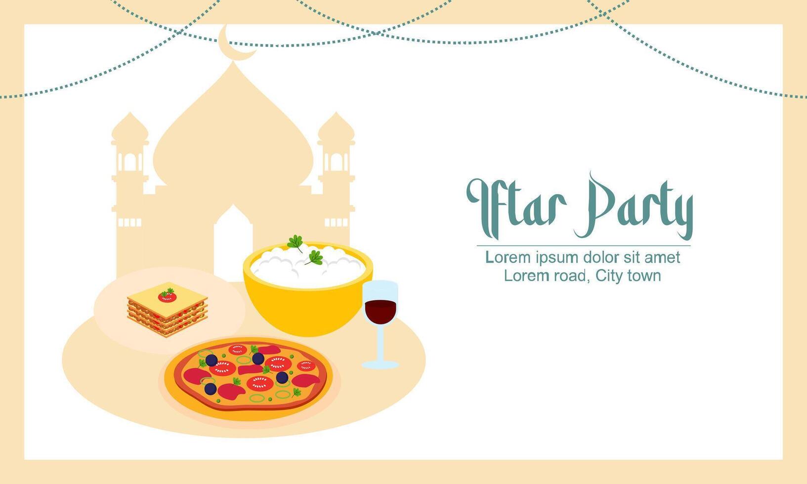 Iftar party celebration concept flyer vector