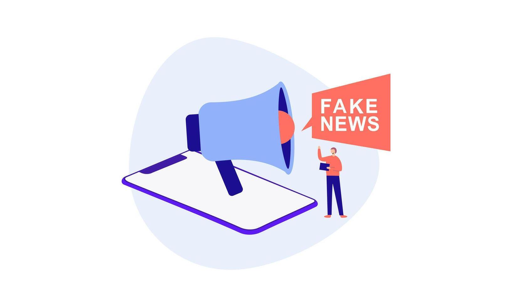 Fake news metaphors. Mass media propaganda. Screen template for mobile smart phone, landing page vector