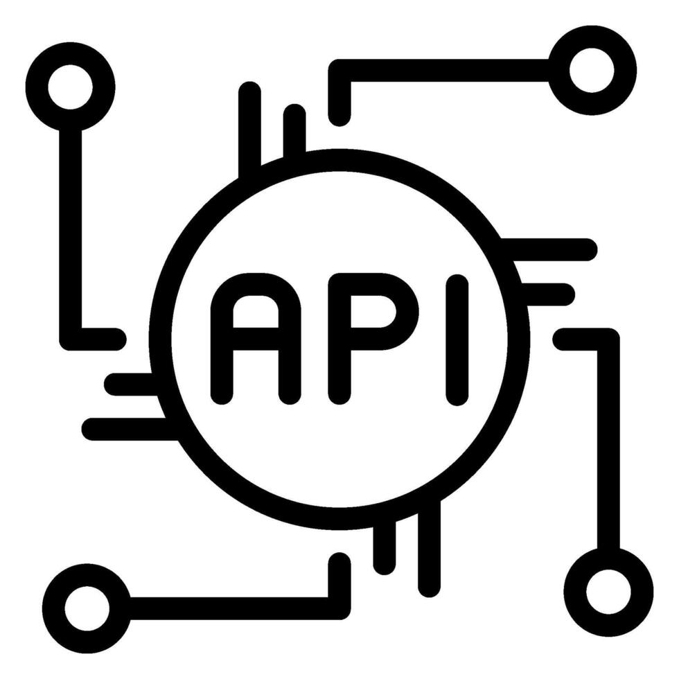 icono de línea de API vector