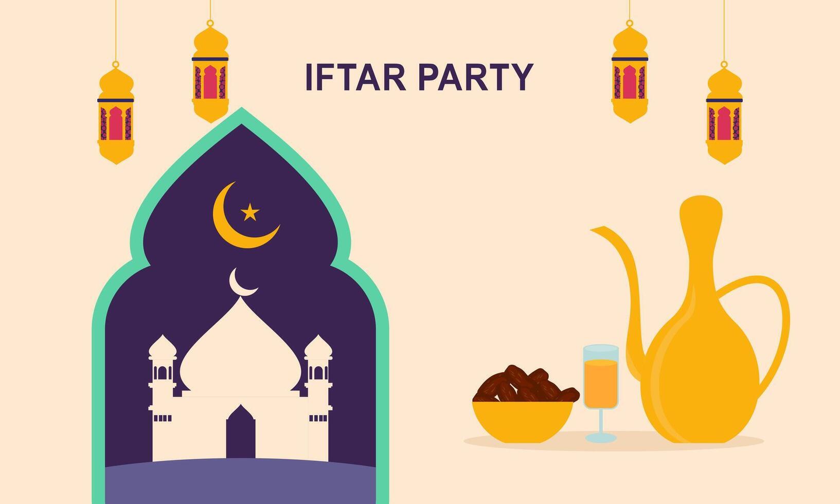 Iftar party celebration concept flyer vector
