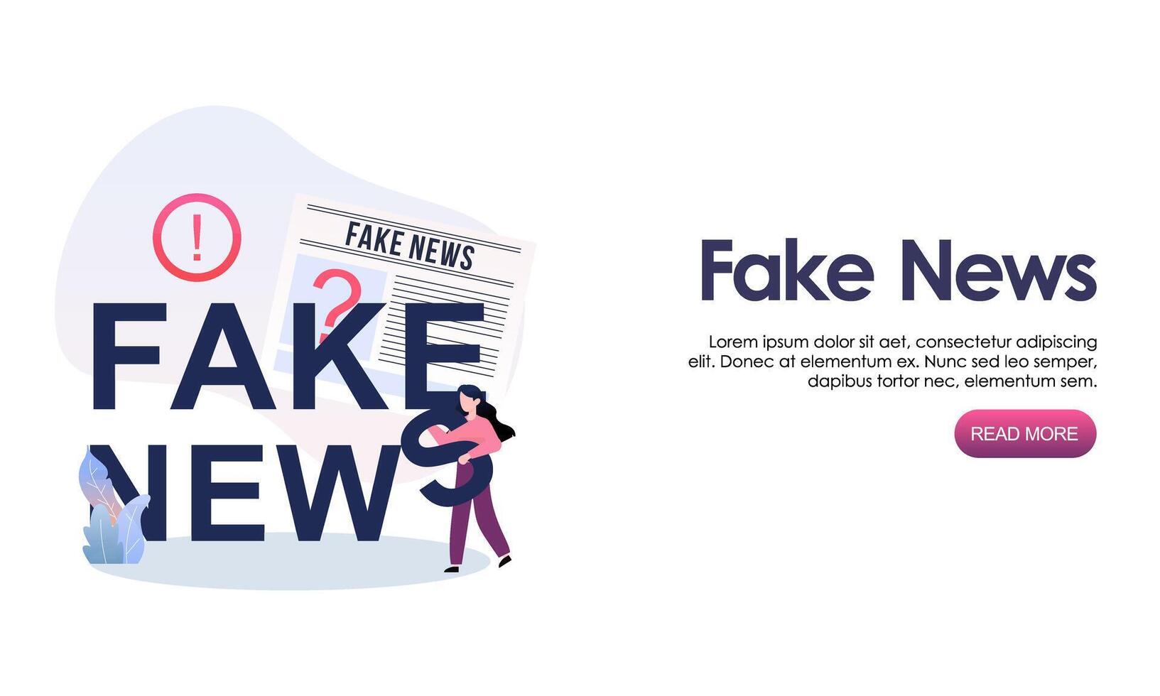 Fake news metaphors. Mass media propaganda. Screen template for mobile smart phone, landing page vector