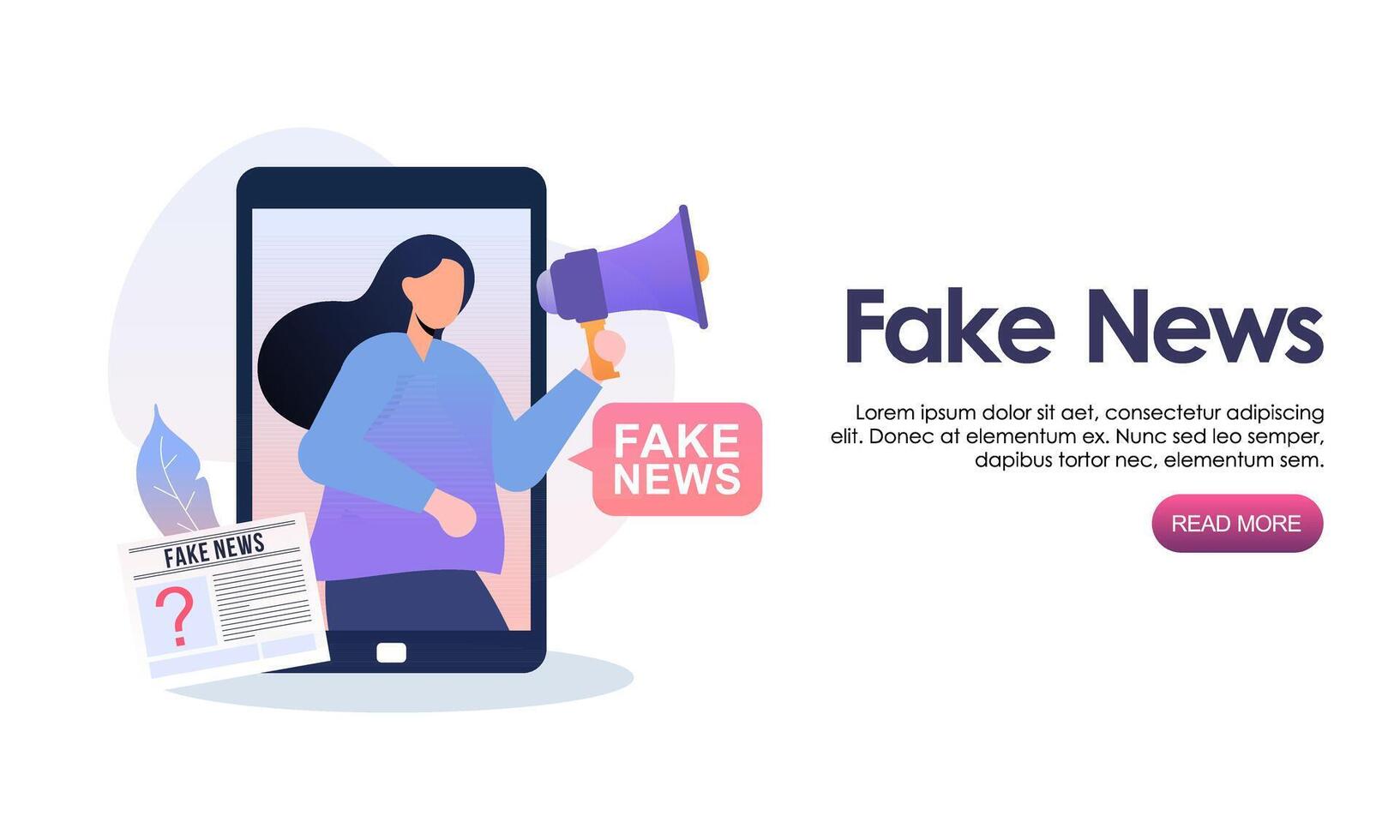 Fake news metaphors. Mass media propaganda. Screen template for mobile smart phone, landing page vector